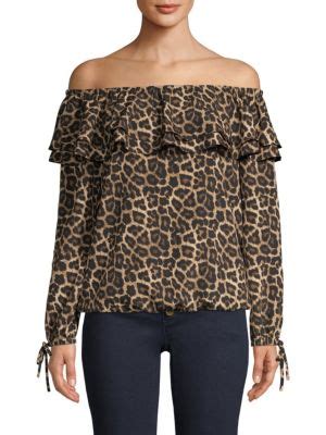 michael kors off-the-shoulder leopard print top|Michael Kors Leopard.